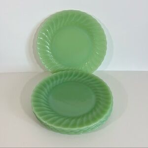 FIRE KING Auth Jadeite Shell Swirl Pattern Dinner Plate 💚